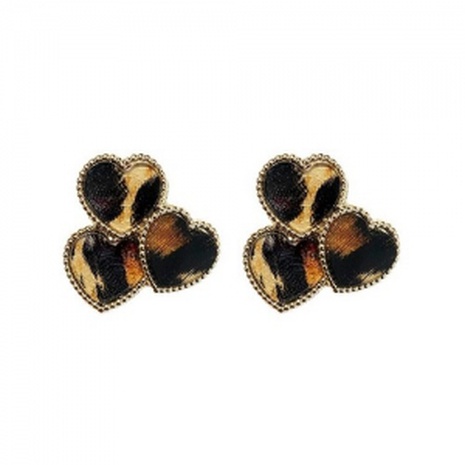 Korean retro leopard pattern love earrings niche autumn and winter fashion temperament earrings's discount tags