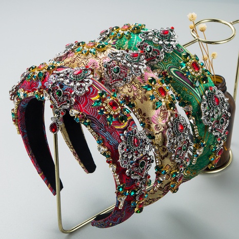 embroidery luxury rhinestone flower retro palace gorgeous headband's discount tags