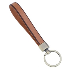 retro simple key pendant circle leather car keychain