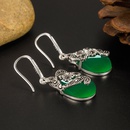 Retro green chalcedony water drop green agate long copper earringspicture7