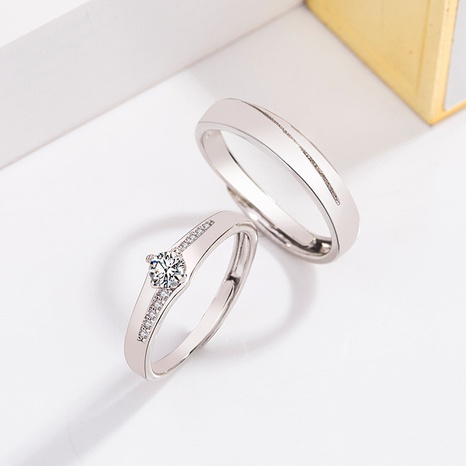 Korean version of diamond-encrusted zircon copper couple rings's discount tags