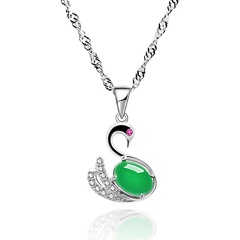 new green chalcedony swan green agate inlaid zircon swan necklace
