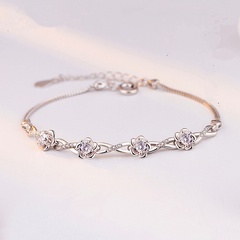 Korean Peach Flower Bracelet Fashion Simple Crystal Bracelet Copper Jewelry Wholesale