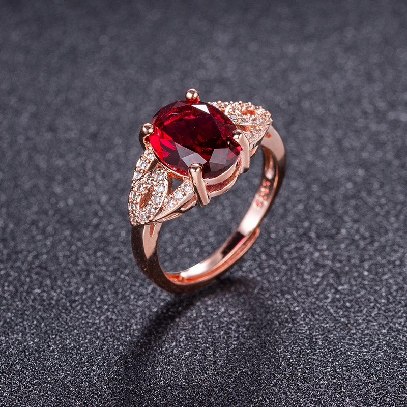 rose ruby temperament generous diamond copper ring jewelry