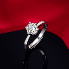 Korean version of the new six-claw diamond zircon copper ring