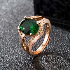 rose gold plated emerald gem color copper ring