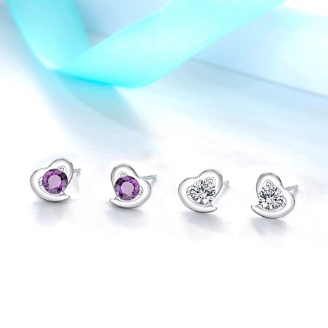 Pendientes de diamantes morados de personalidad coreana pendientes en forma de corazón's discount tags