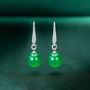 Retro ethnic natural green agate ear hooks zircon green chalcedony earringspicture6