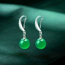 Retro ethnic natural green agate ear hooks zircon green chalcedony earringspicture7