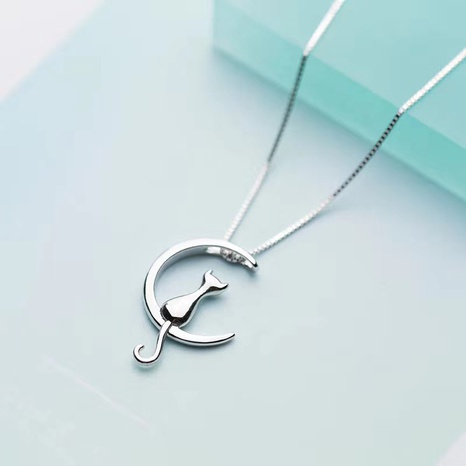 simple cat moon pendant clavicle chain fashion necklace's discount tags