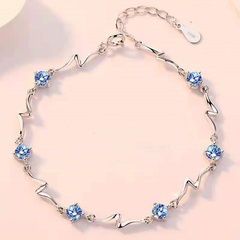 Korean women's diamond blue crystal copper bracelet wholesale