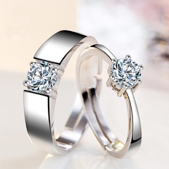 Korean version silver plated copper couple rings wholesale