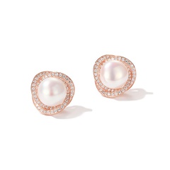 Korean version of zircon freshwater pearl earrings ear jewelry