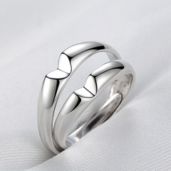Korean silver-plated heart copper couple ring wholesale