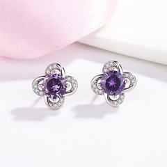 Korean version of new diamond four-leaf clover earrings