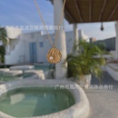 fashion freshwater pearl shell fanshaped ginkgo leaf titanium steel plated 18K gold necklacepicture9
