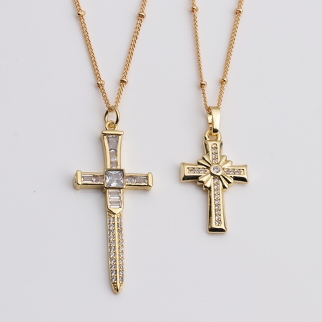 Collier pendentif croix en cuivre Zircon Collier de bijoux pour femmes's discount tags