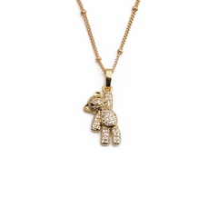 Copper Plated Real Gold Cute Bear Pendant Necklace Female Europe and America Jewelry