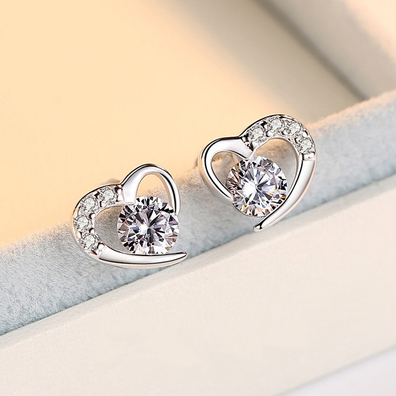 fashion jewelry Korean version of heartshaped amethyst earrings wholesale