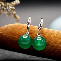 ethnic style natural green chalcedony copper earrings
