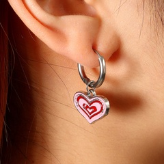 gradient color ear buckle oil drop pendant heart-shaped earrings