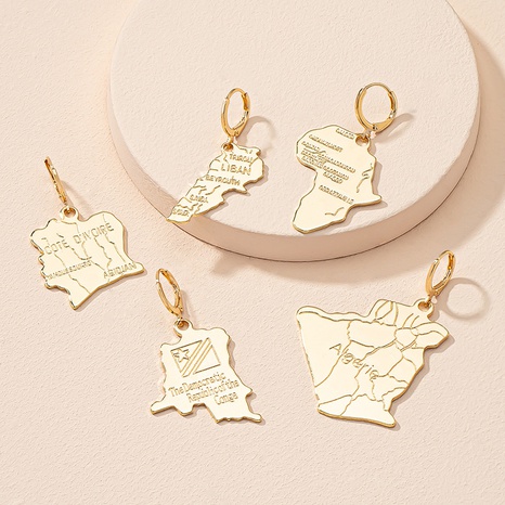 Ethnic style Afrian map plate earrings European and American style earrings's discount tags