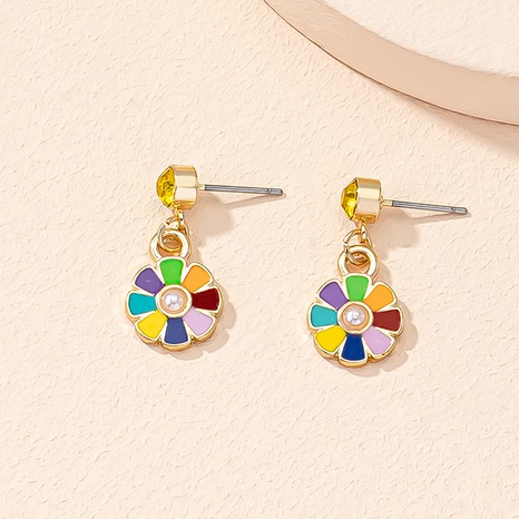 Dripping oil colorful sun flower earrings retro earrings's discount tags