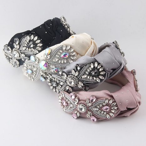 fashion Baroque silky fabric diamond-studded personality headband's discount tags