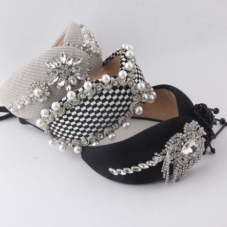 baroque ladies prom diamond crystal pearl light luxury headband NHWJ547282's discount tags