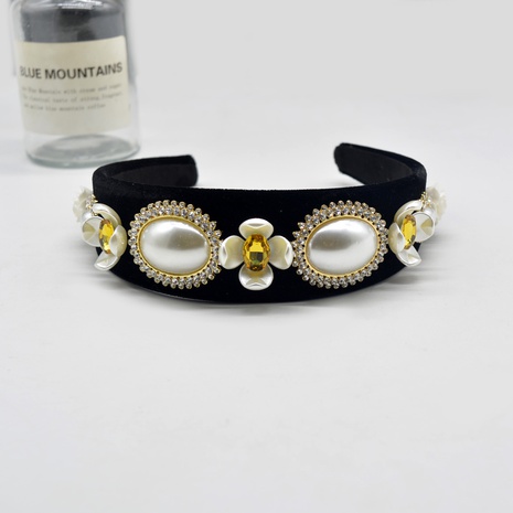 personality Baroque large pearl headband diamond-studded hair headdress NHNT547310's discount tags