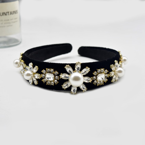 french Baroque Snowflake Diamond Pearl French Temperament Headband NHNT547300's discount tags