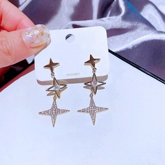 fashion zircon four-pointed star copper earrings