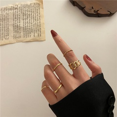 new personality geometric joint twisted circle retro metal ring 5-piece set