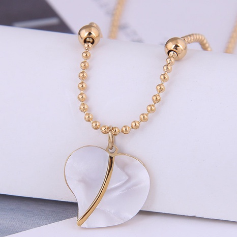 Korean style fashion simple shell heart pendant titanium steel necklace's discount tags