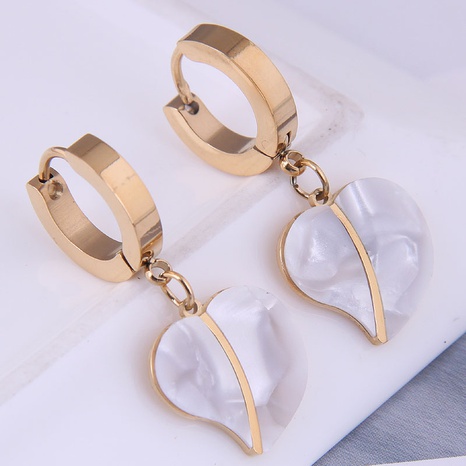 Korean fashion simple shell heart titanium steel earrings's discount tags