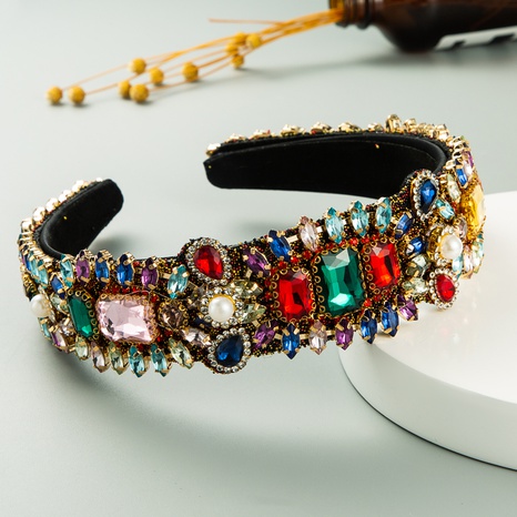 European and American retro baroque color rhinestone drop-shaped headband female's discount tags