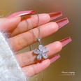 Titanium steel Five petal flower full diamond zircon necklace female simple clavicle chainpicture11