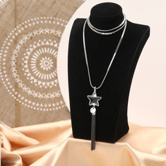 Chaîne de chandail de collier multicouche avec pendentif étoile rectangle classique de mode simple