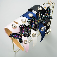 neues Satintuch mit Strasssteinen handgemachte Schmetterlings-Accessoires voller Diamant-Stirnband