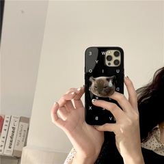 Fun and cute kitten stand mobile phone case for iphone English soft shell