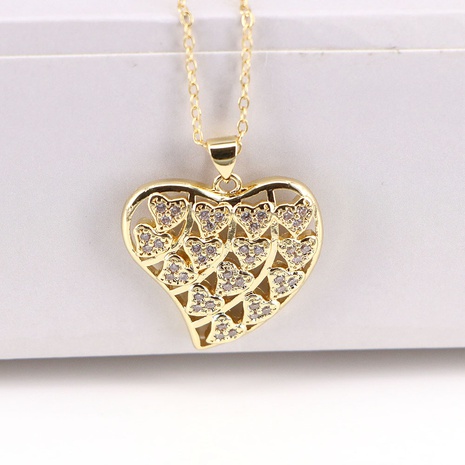hollow three-dimensional big heart pendant necklace NHWEI550461's discount tags