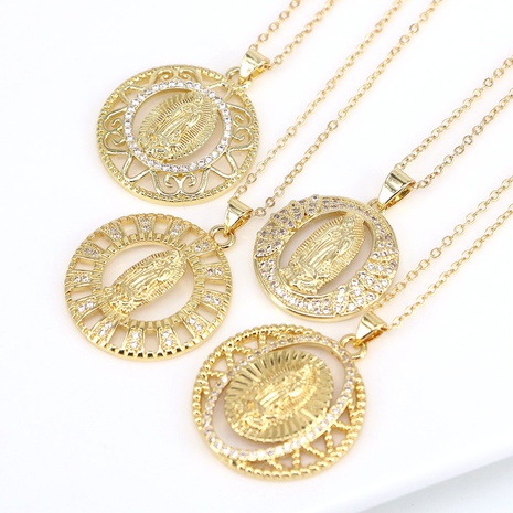 European and American retro Virgin Mary relief pendant necklace wholesale NHWEI550458's discount tags