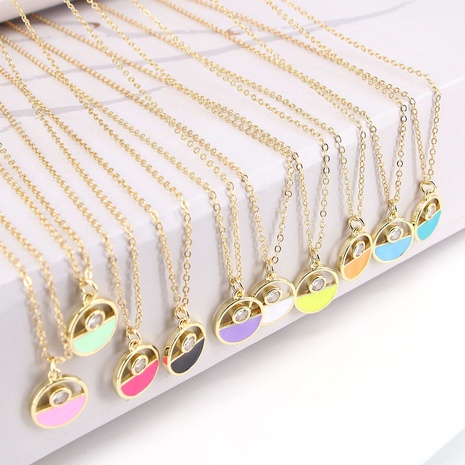 Korean fashion geometric drip enamel pendant necklace  NHWEI550467's discount tags