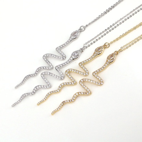 creative fashion snake necklace snake inlaid zircon necklace  NHWEI550456's discount tags