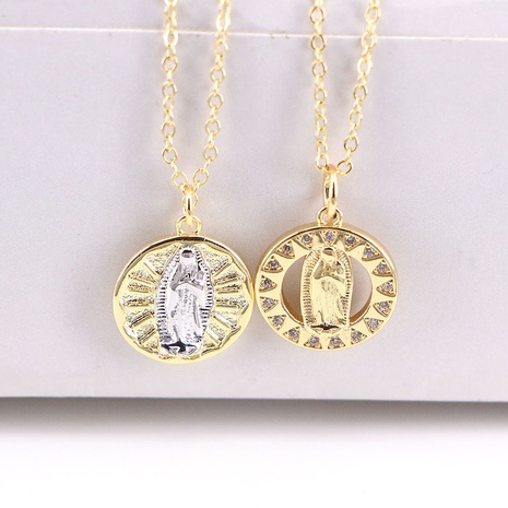 New Fashion Copper Micro-inlaid Zircon Virgin Mary Pendant Necklace NHWEI550477's discount tags