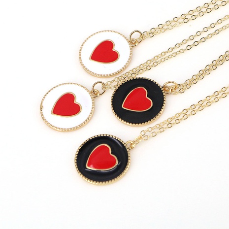 new necklace copper drop oil heart pendant simple multicolor necklace NHWEI550478's discount tags