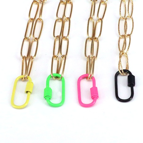 new copper color dripping oval screw buckle necklace  NHWEI550479's discount tags