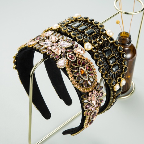 bandeau de perles à large bord avec diamants de style palais rétro baroque pour femme's discount tags