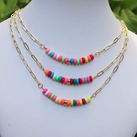 Collar de cadena de cerámica suave con costura con cuentas de color al por mayor's discount tags