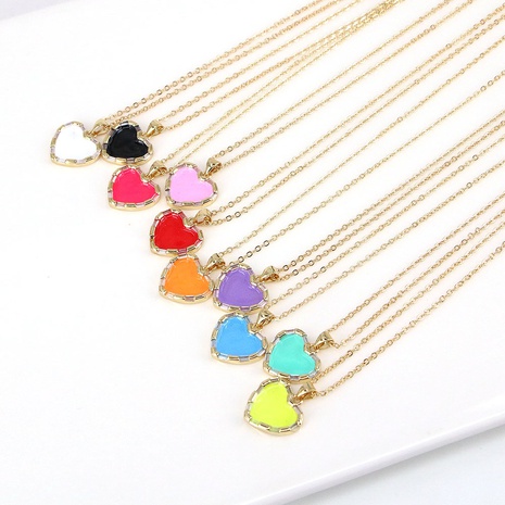 European and American color dripping oil copper heart pendant necklace  NHWEI550559's discount tags